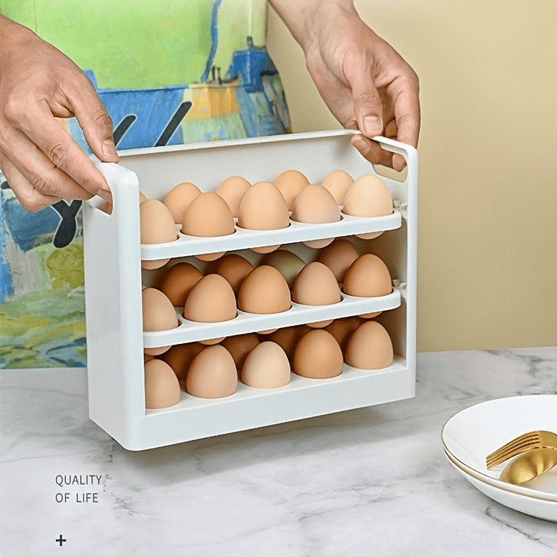 3-Layer Egg Storage Box for Refrigerator with Lid, Anti-fall Egg Tray