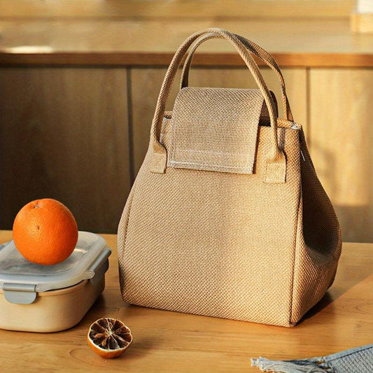 Jute Bento Bag Ice Pack Outdoor Picnic Bag Aluminum Foil Lunch Box