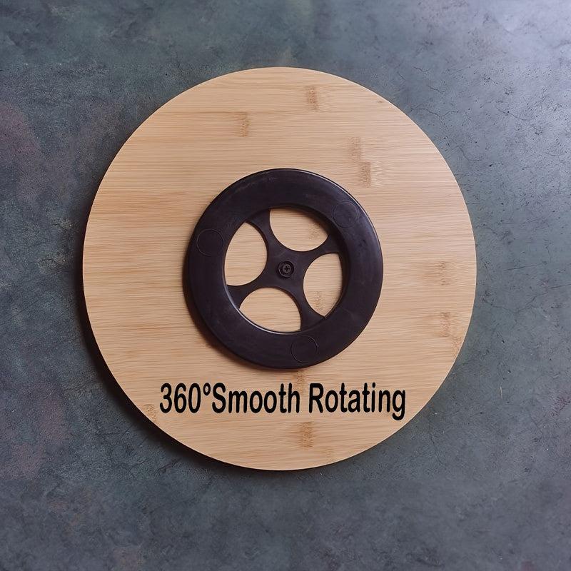 Bamboo Lazy Susan Storage Rack 360 Degree Rotating Non Slip Tableware Turntable