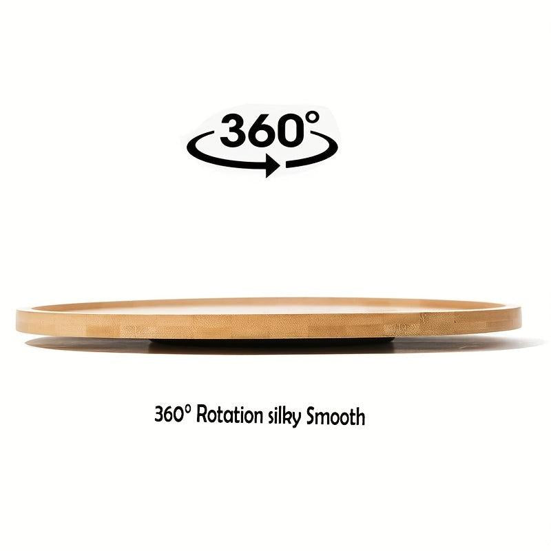 Bamboo Lazy Susan Storage Rack 360 Degree Rotating Non Slip Tableware Turntable