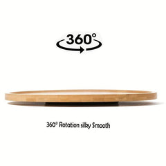 Bamboo Lazy Susan Storage Rack 360 Degree Rotating Non Slip Tableware Turntable