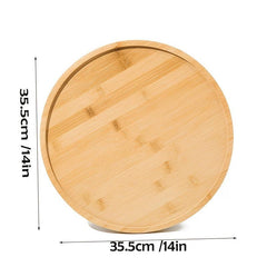 Bamboo Lazy Susan Storage Rack 360 Degree Rotating Non Slip Tableware Turntable