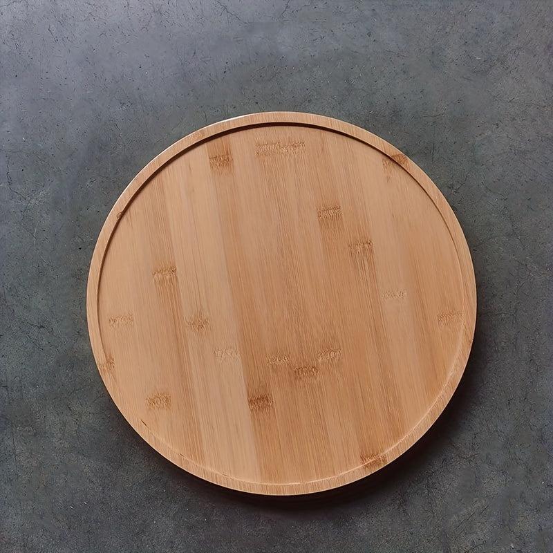 Bamboo Lazy Susan Storage Rack 360 Degree Rotating Non Slip Tableware Turntable