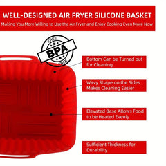 2pcs Non Stick Air Fryer Silicone Liners, Reusable Pot Liner for Dual Basket