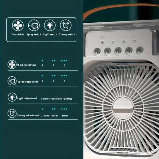 Hydrocooling Portable Air Conditioner 3 Speeds Humidifier Spray Heads