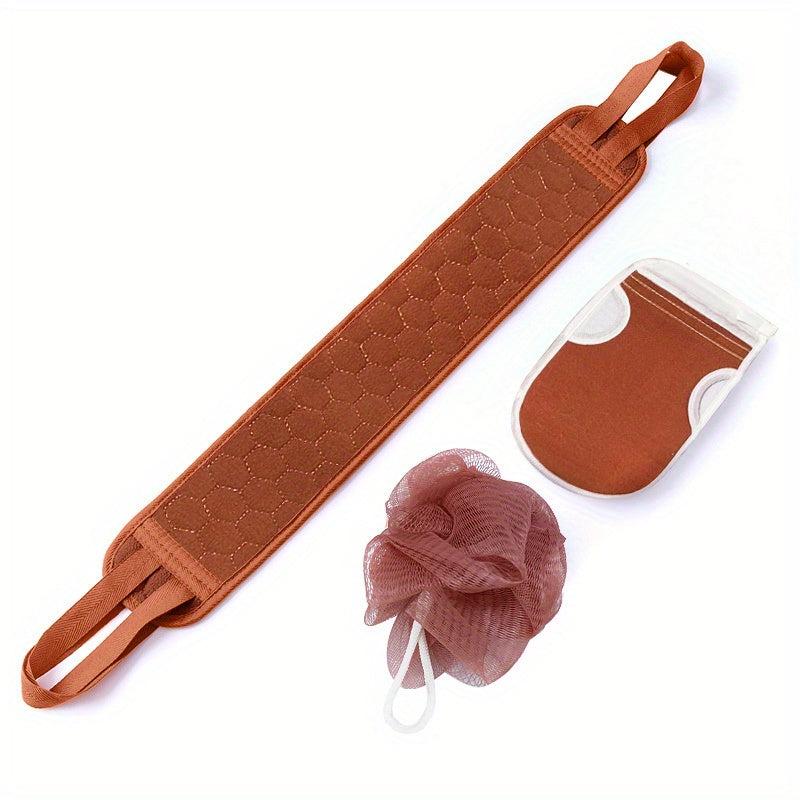3pcs Exfoliating Bath Towel Set Bath Flower Back Scrubber Loofah Sponge