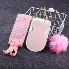 3pcs Exfoliating Bath Towel Set Bath Flower Back Scrubber Loofah Sponge