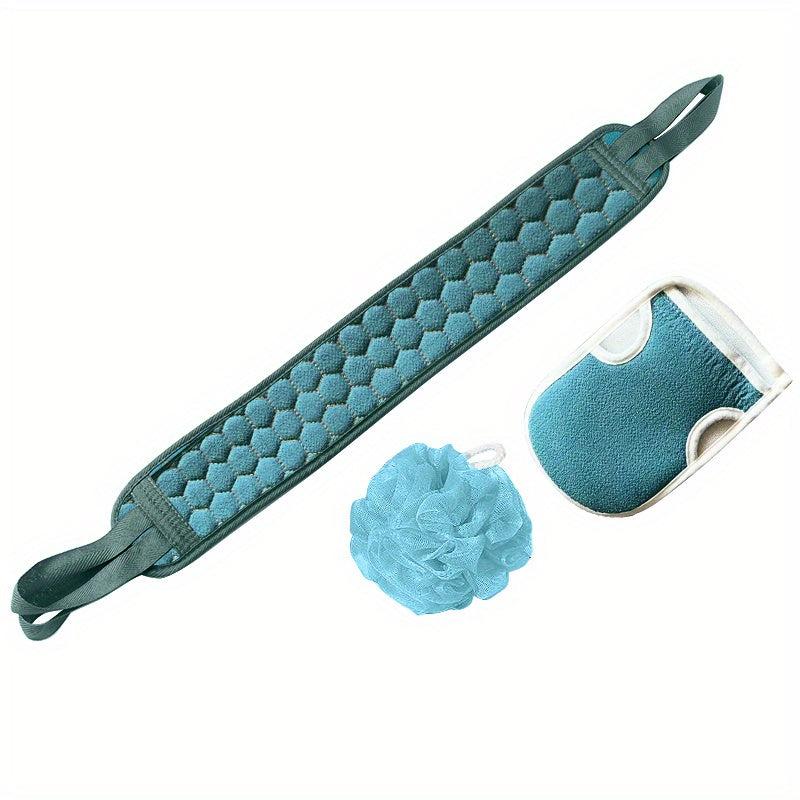 3pcs Exfoliating Bath Towel Set Bath Flower Back Scrubber Loofah Sponge