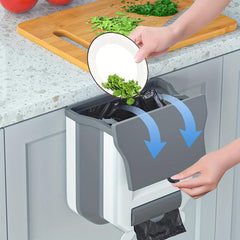 Collapsible Folding Trash Can 2.4 Gallon Over Cabinet Door Garbage Bin