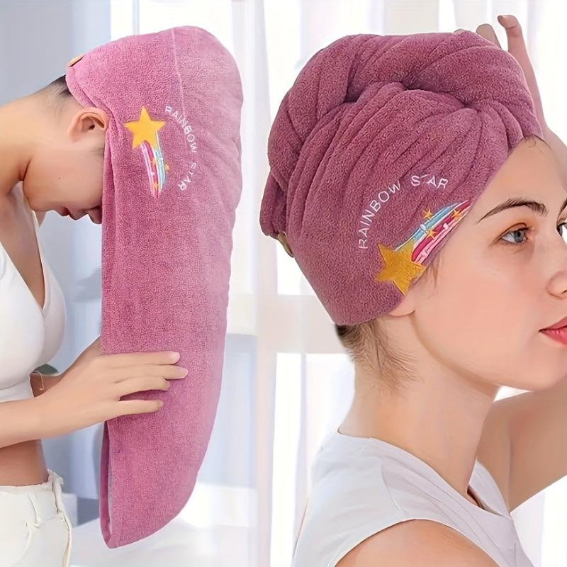 Soft Purple Hair Drying Cap Towel Bag for Bath and Hair Care
