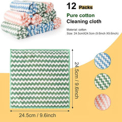 12 Bamboo Charcoal Kitchen Dish Towels - Fast Drying & Washable