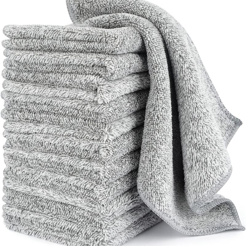 12 Bamboo Charcoal Kitchen Dish Towels - Fast Drying & Washable