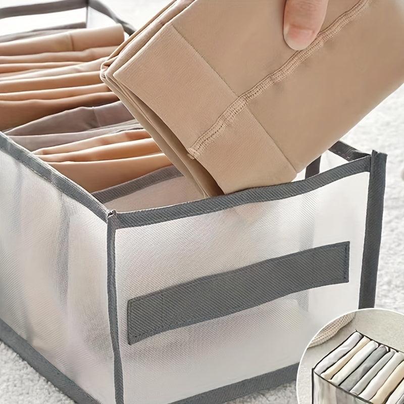 Clothes Organizer With Handle 7 Grids Drawer Organizer Clothes Washable Storage