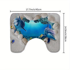 Ocean Inspired Non Slip Bathroom Mat Set Absorbent and Slip Resistant