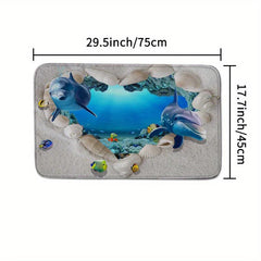 Ocean Inspired Non Slip Bathroom Mat Set Absorbent and Slip Resistant