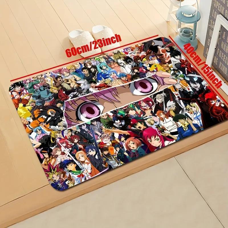 Japanese Manga Floor Mat Colorful Anime Figures Resistant Rug