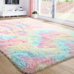 Soft Shaggy Rug Fluffy Carpet Rainbow Rug Living Room Bedroom