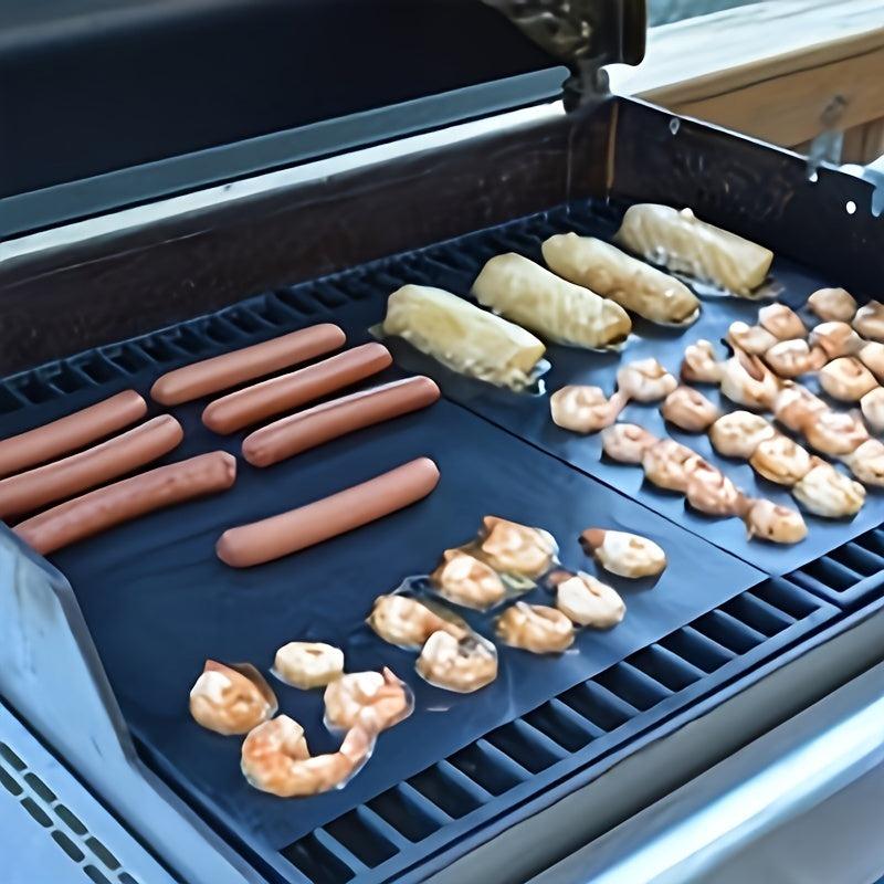 2pcs Non Stick High Temp Resistant BBQ Mat Easy To Clean Grill Pads