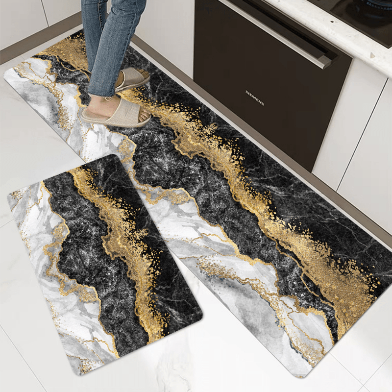Non Slip Marble Pattern Floor Mat Soft Block Waterproof Dirt Resistant