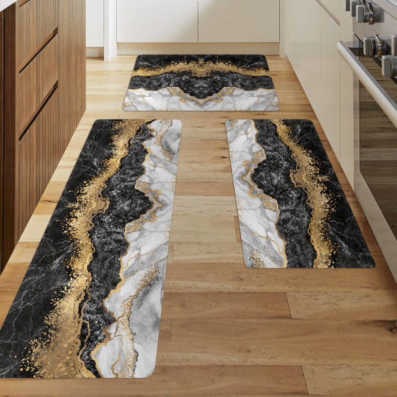 Non Slip Marble Pattern Floor Mat Soft Block Waterproof Dirt Resistant