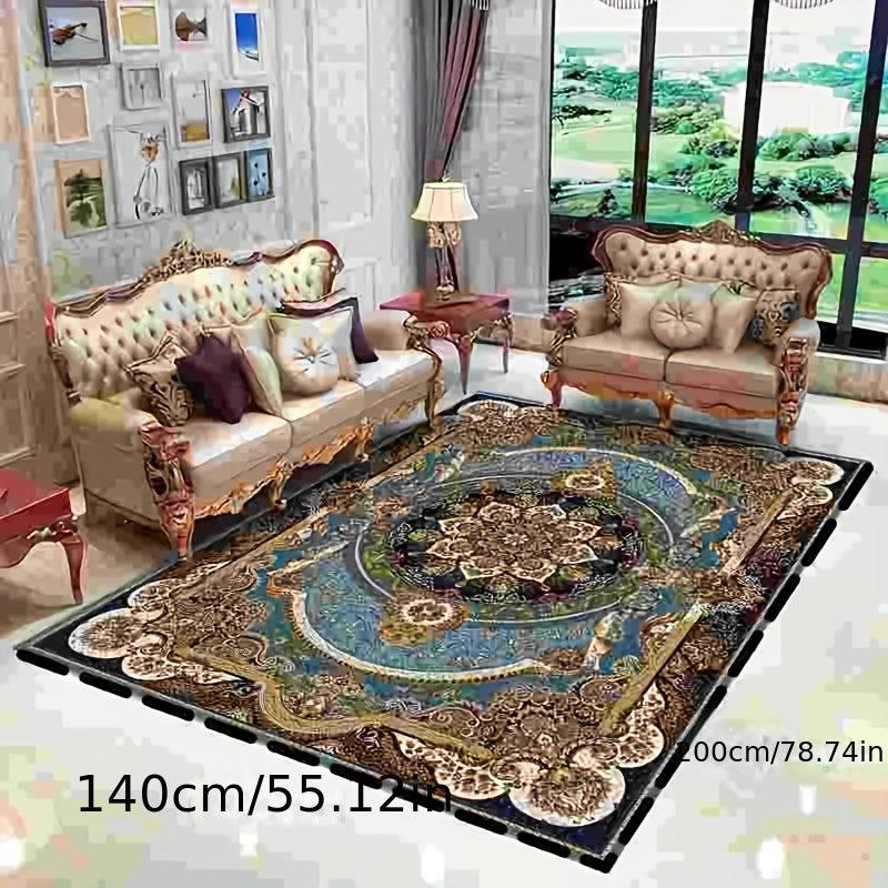 Vintage Boho Polyester Rug for Living Room Bedroom Area