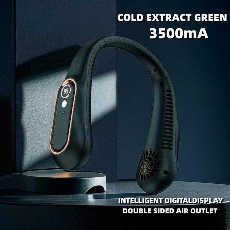 USB Rechargeable Portable Mini Neck Fan Digital Display Bladeless Air Cooler