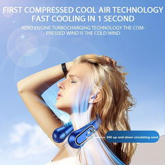 USB Rechargeable Portable Mini Neck Fan Digital Display Bladeless Air Cooler