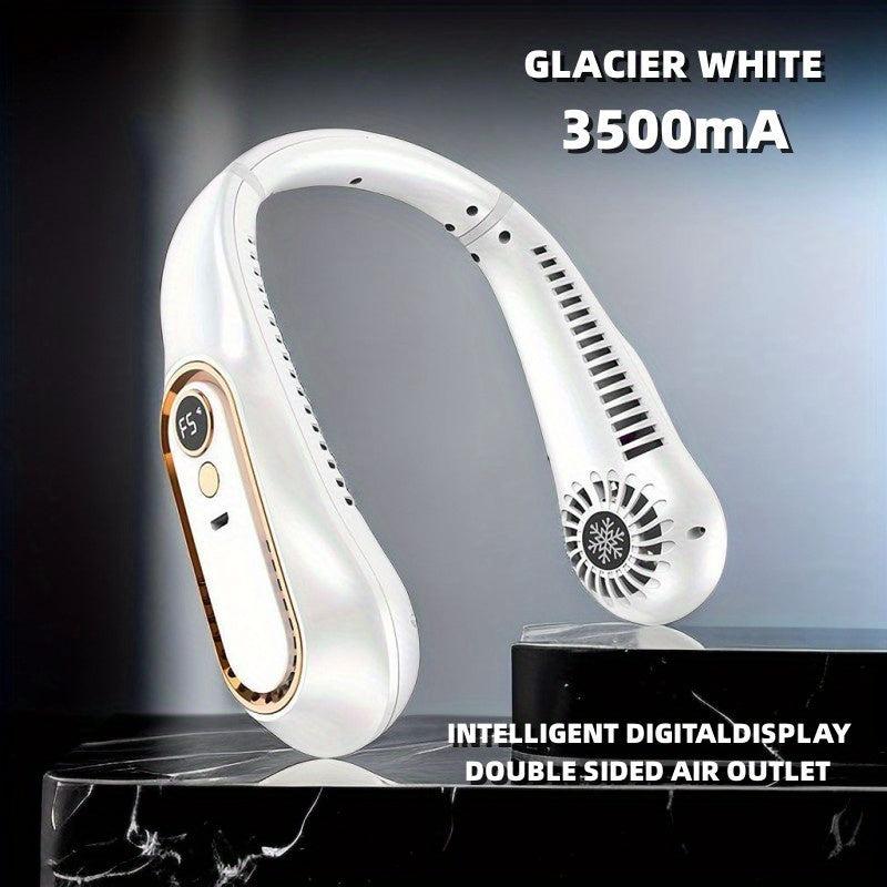 USB Rechargeable Portable Mini Neck Fan Digital Display Bladeless Air Cooler
