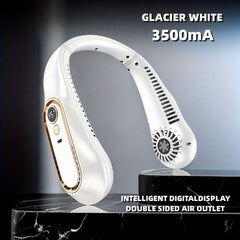 USB Rechargeable Portable Mini Neck Fan Digital Display Bladeless Air Cooler