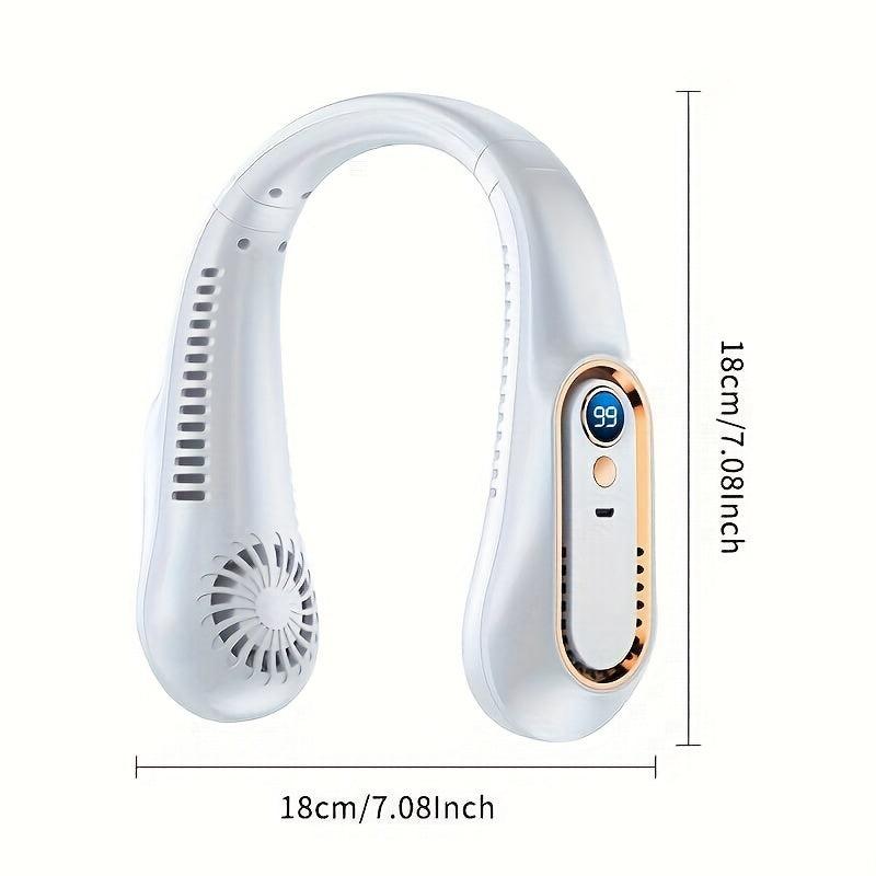USB Rechargeable Portable Mini Neck Fan Digital Display Bladeless Air Cooler