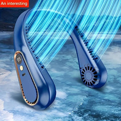 USB Rechargeable Portable Mini Neck Fan Digital Display Bladeless Air Cooler