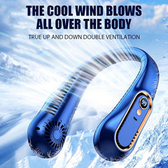 USB Rechargeable Portable Mini Neck Fan Digital Display Bladeless Air Cooler