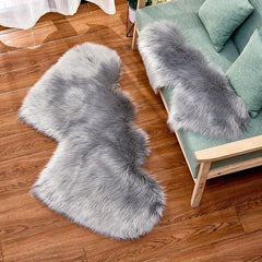 Double Heart Faux Sheepskin Rug Soft Fluffy Shaggy Carpet