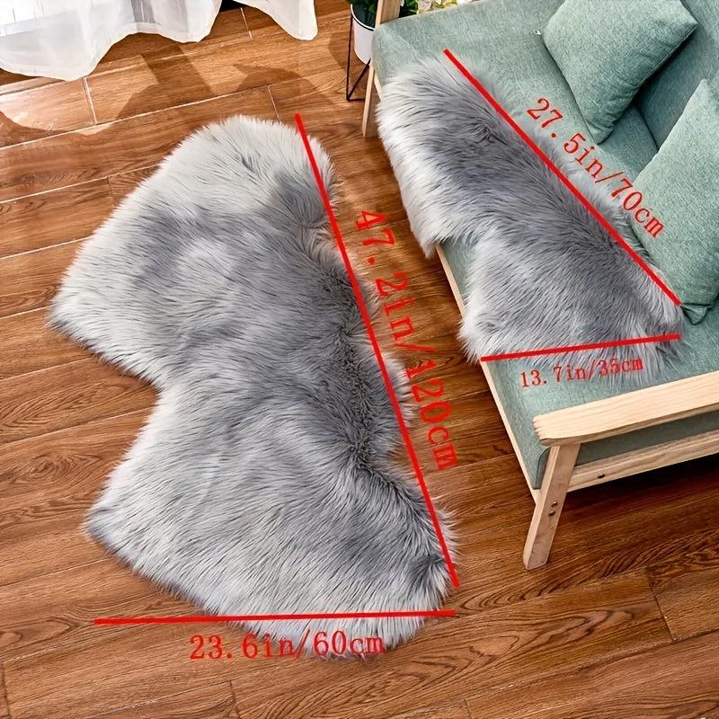 Double Heart Faux Sheepskin Rug Soft Fluffy Shaggy Carpet