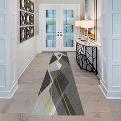 Faux Cashmere Runner Rugs Geometric Design Anti-slip TPR Bottom Machine Washable