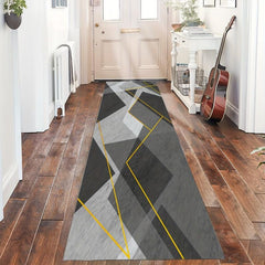 Faux Cashmere Runner Rugs Geometric Design Anti-slip TPR Bottom Machine Washable