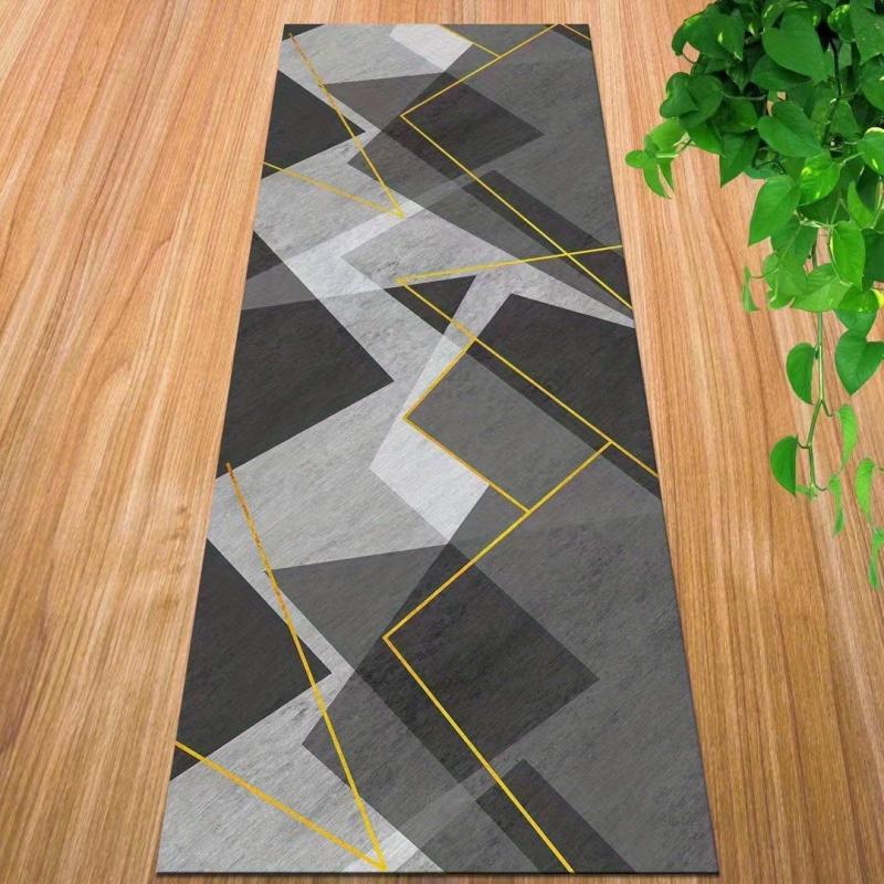 Faux Cashmere Runner Rugs Geometric Design Anti-slip TPR Bottom Machine Washable