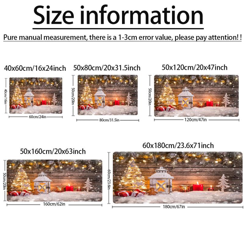Merry Christmas Wooden Board Print Floor Mat Waterproof Non slip Area Rug