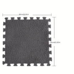 12pcs Plush Puzzle Foam Floor Mat Square Interlocking Carpet Fluffy Area Rug