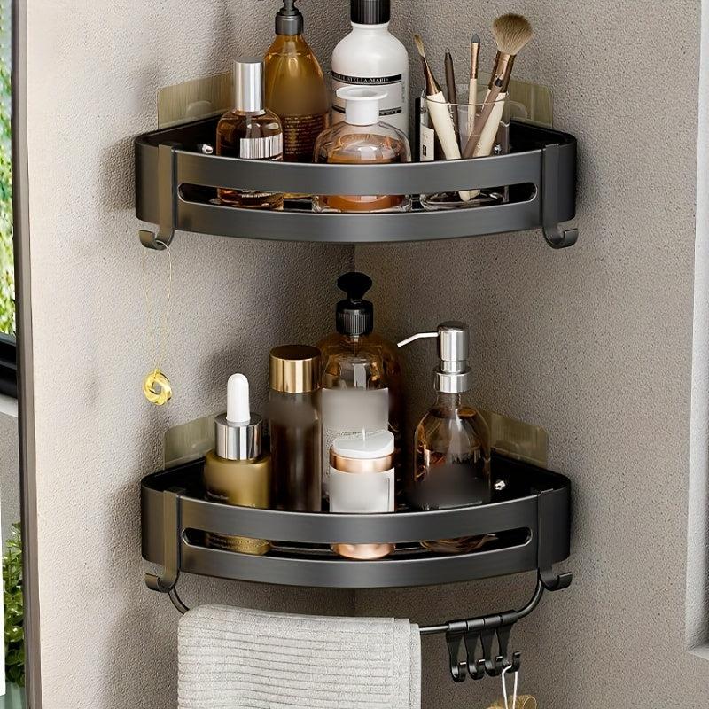 Aluminum Bathroom Storage Rack Wall Mounted Corner Shelf