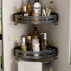 Aluminum Bathroom Storage Rack Wall Mounted Corner Shelf