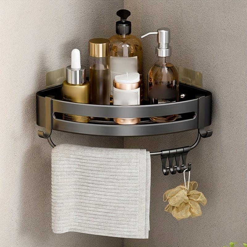Aluminum Bathroom Storage Rack Wall Mounted Corner Shelf