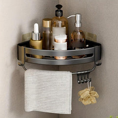 Aluminum Bathroom Storage Rack Wall Mounted Corner Shelf