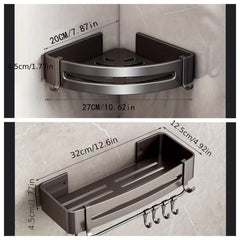 Aluminum Bathroom Storage Rack Wall Mounted Corner Shelf
