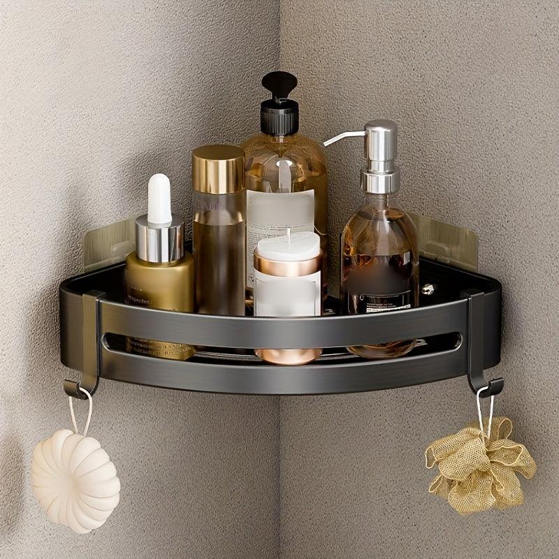 Aluminum Bathroom Storage Rack Wall Mounted Corner Shelf