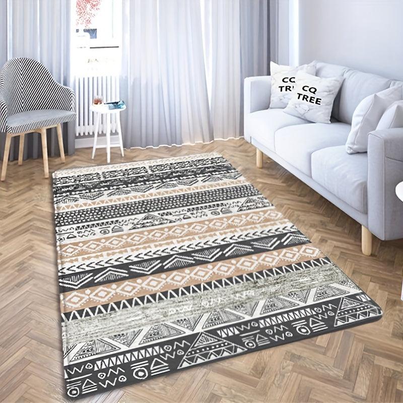 Soft Geometric Pattern Area Rug Anti-fatigue Shaggy Carpet