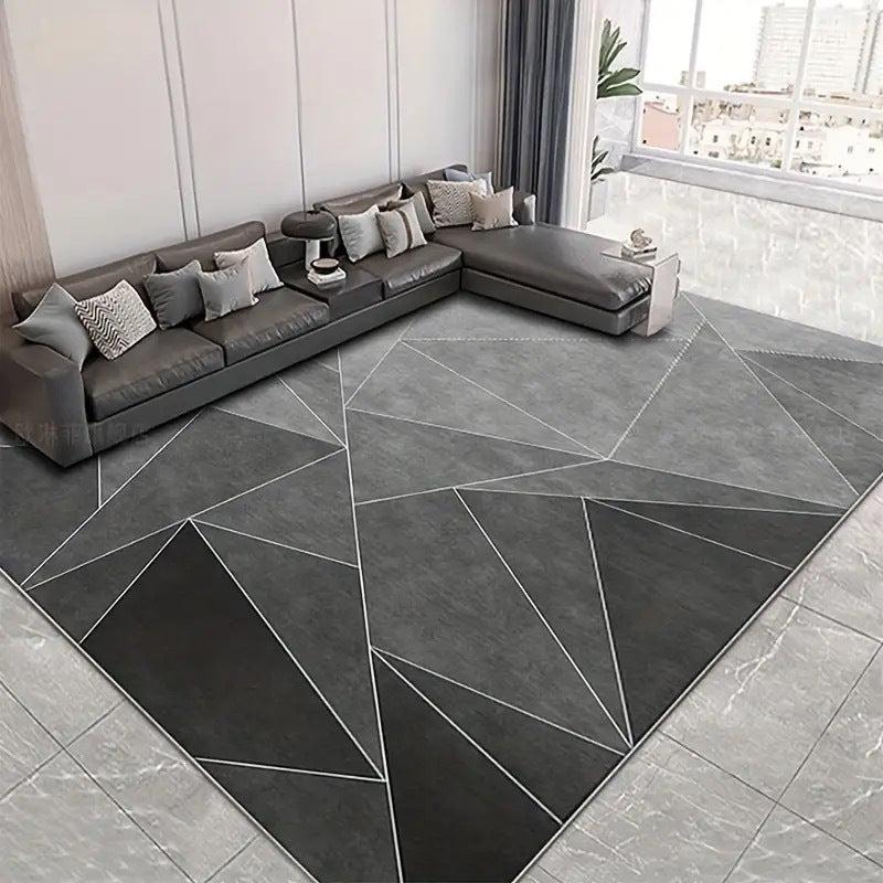 Modern Geometric Velvet Rug - Soft & Non-slip Machine Washable Mat