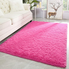Ultra Soft Red Shaggy Rug for Living Room Bedroom Nursery and Dorm