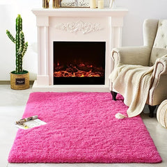 Ultra Soft Red Shaggy Rug for Living Room Bedroom Nursery and Dorm