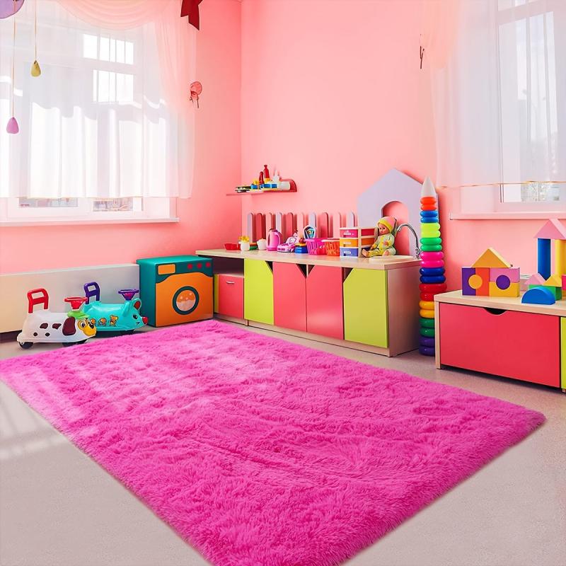 Ultra Soft Red Shaggy Rug for Living Room Bedroom Nursery and Dorm